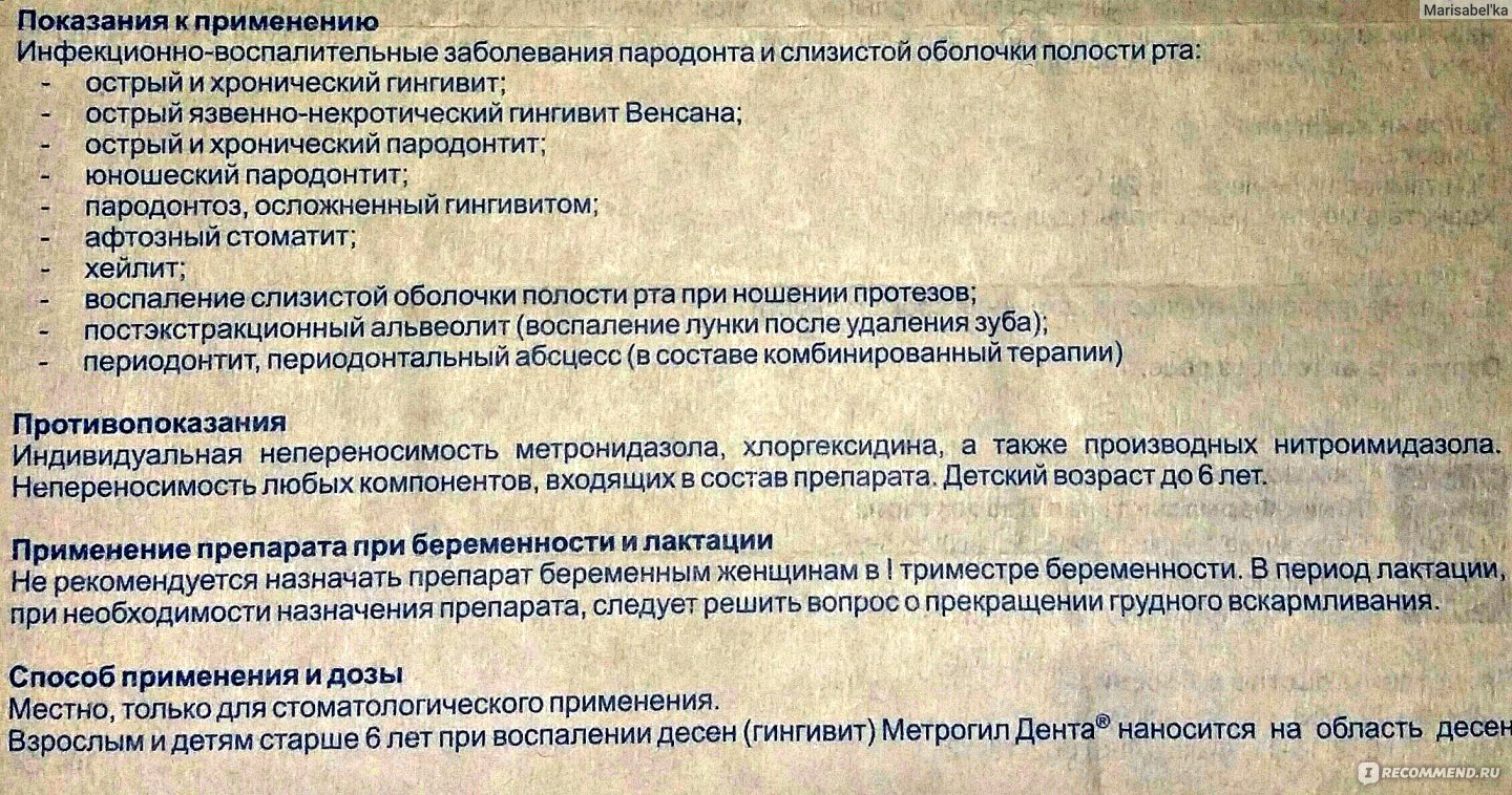 инструкция метрогил дента гель