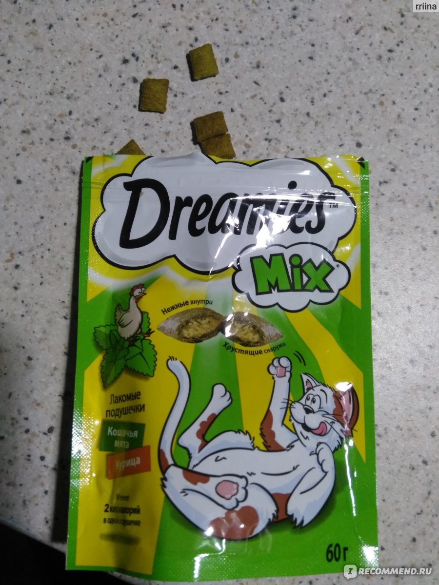 Лакомство для кошек Dreamies Лакомые подушечки "Кошачья мята и курица ...