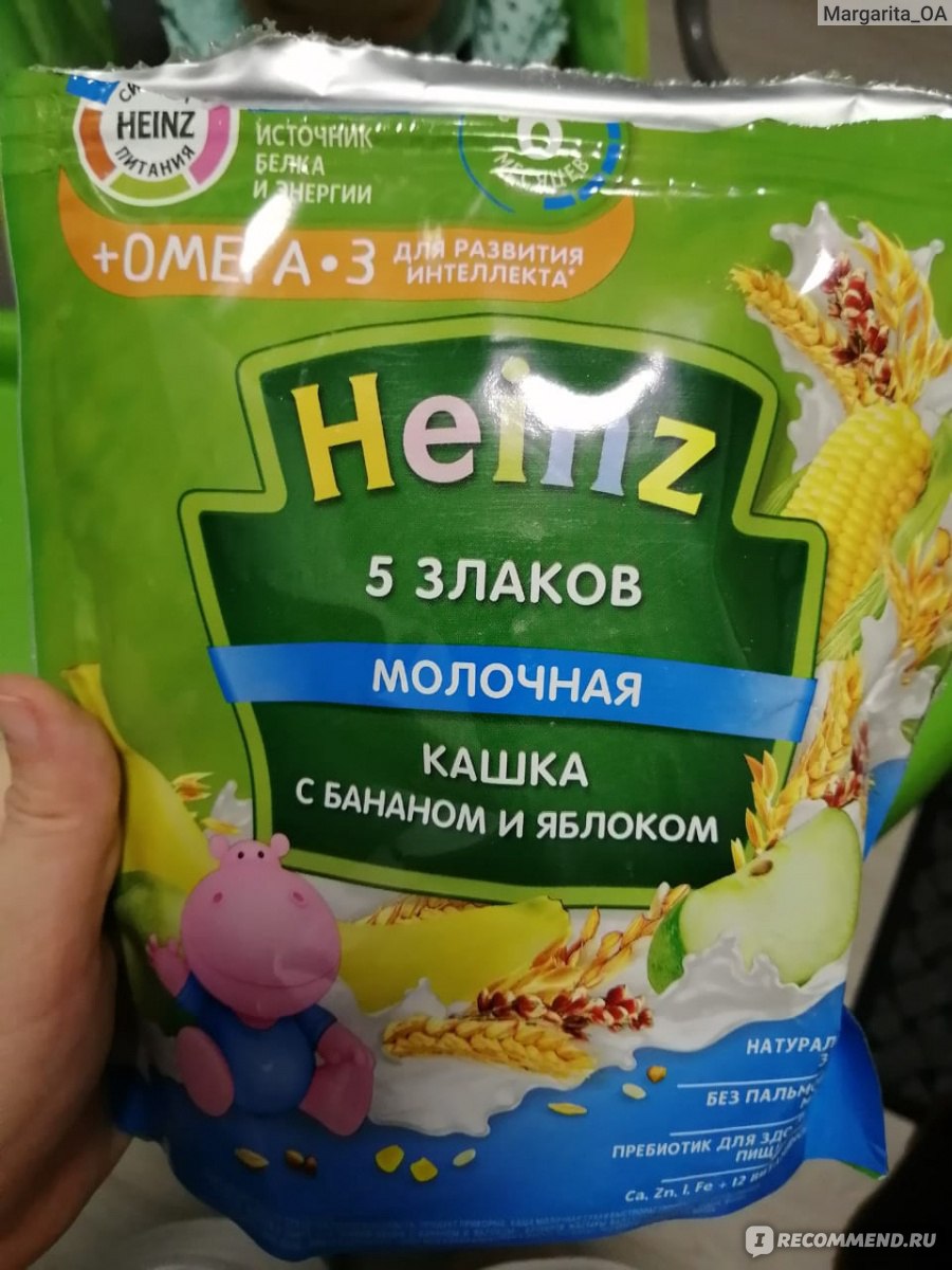 Каша Heinz 5 злаков с молоком, с бананом и яблоком - «Вкусная каша» | отзывы