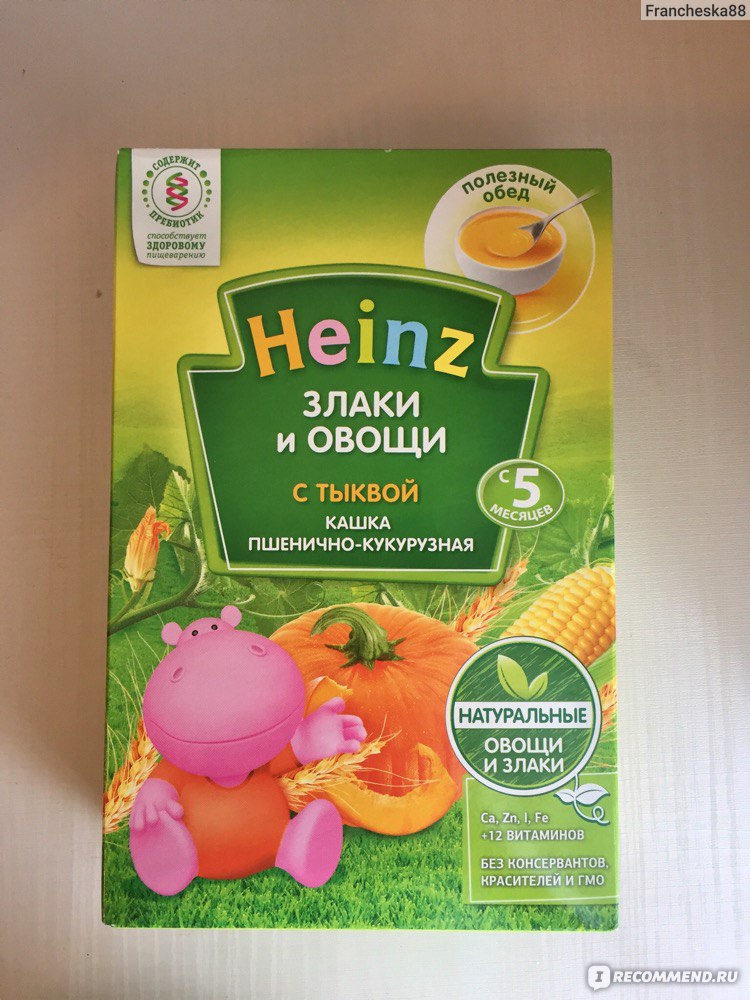 Каша heinz лакомая пшенично кукурузная персик банан вишенка