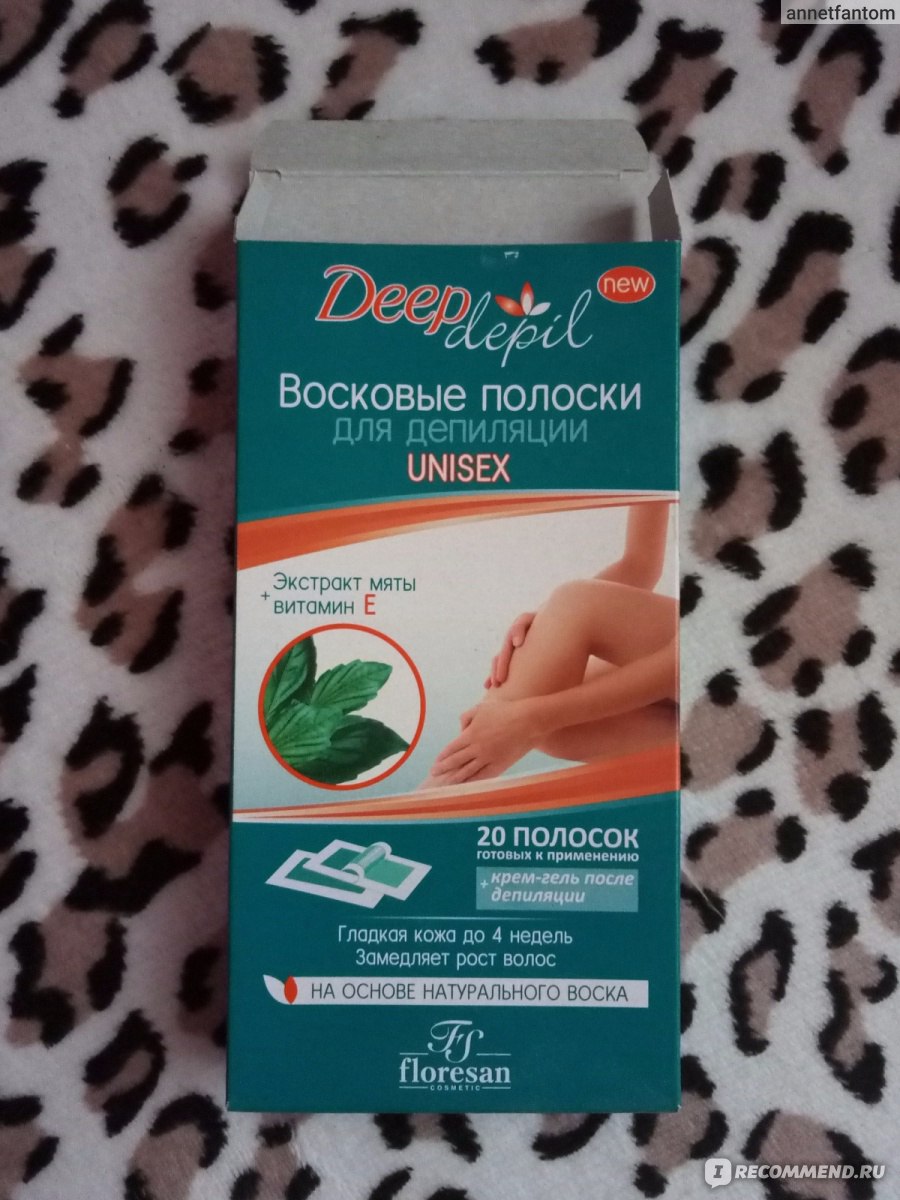 Восковые полоски для депиляции deep depil unisex с мятой 20 шт