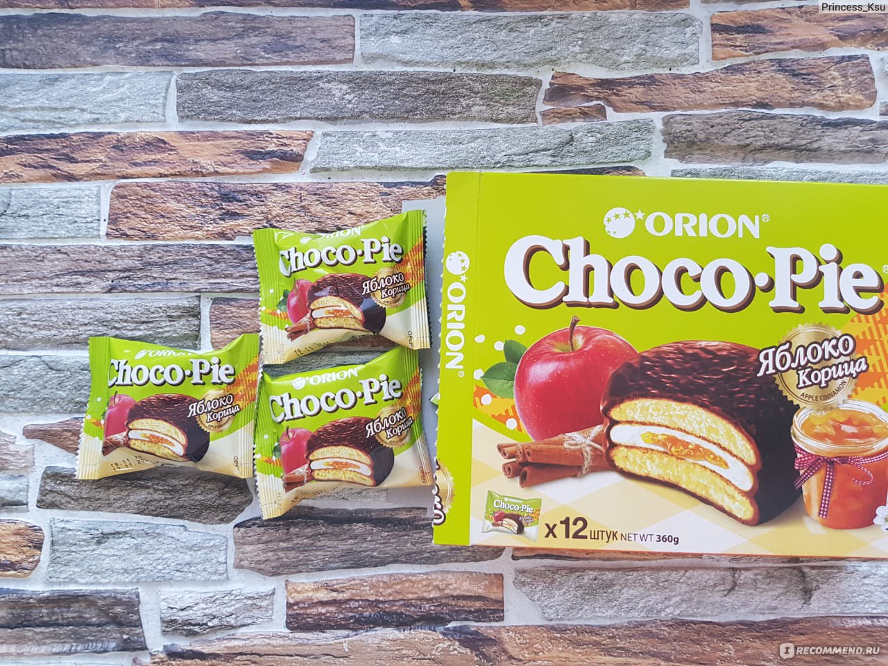 Choco pie отзывы. Орион чокопай яблоко корица. Чоко Пай Орион яблоко корица 360гр. Чоко Пай Орион вкусы. Чокопай со вкусом яблока и корицы.