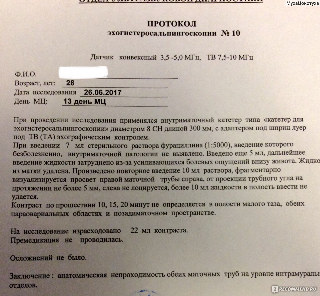 Протокол эхогистеросальпингоскопии