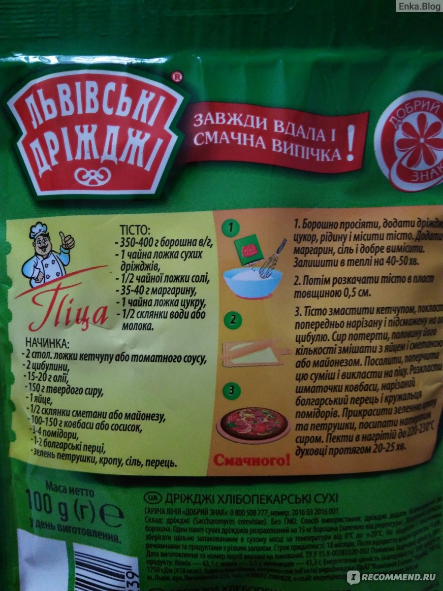 Рецепт пирожков с упаковки львовские дрожжи