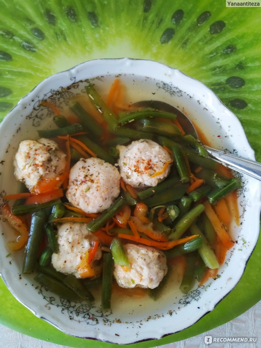 диетический овощной суп с фрикадельками из куриной грудки