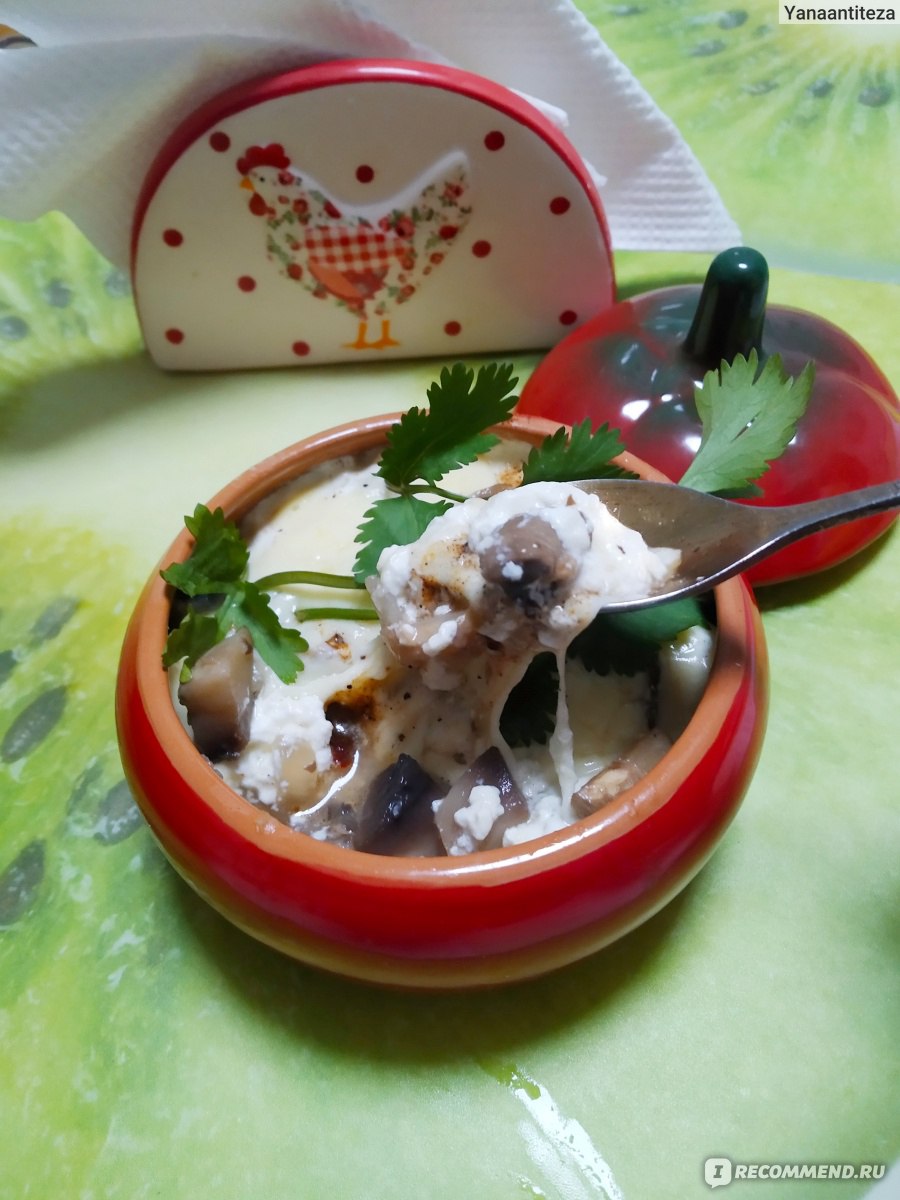 легкий жульен с грибами и домашним йогуртом
