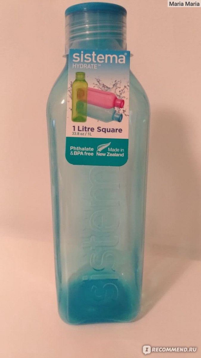 Бутылка для воды Sistema Hydrate Square 1 л - «Оригинальная большая бутылка  литрового объема для питьевого челленджа. И главное, из безопасного  пластика!» | отзывы