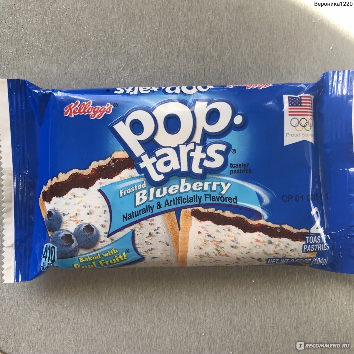 Печенье с начинкой Kellogg,s Pop tarts frosted Blueberry - «Вы только  посмотрите на эту «крутую» американскую задумку! Русские пряники в виде  квадратов.» | отзывы