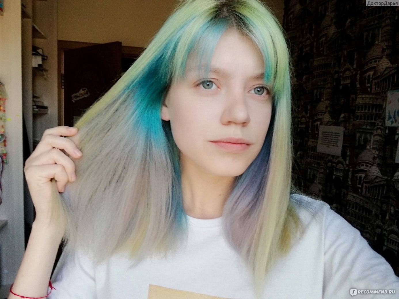 Волосы после покраски синим тоником