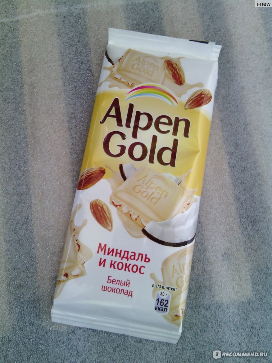 Альпен Гольд белый шоколад с миндалем