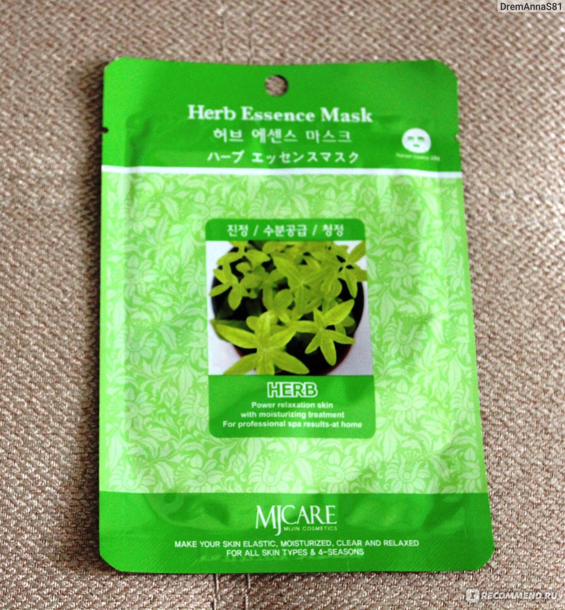 Тканевая маска для лица MJ Care Mijin Essence mask Herb (Лечебные травы ...