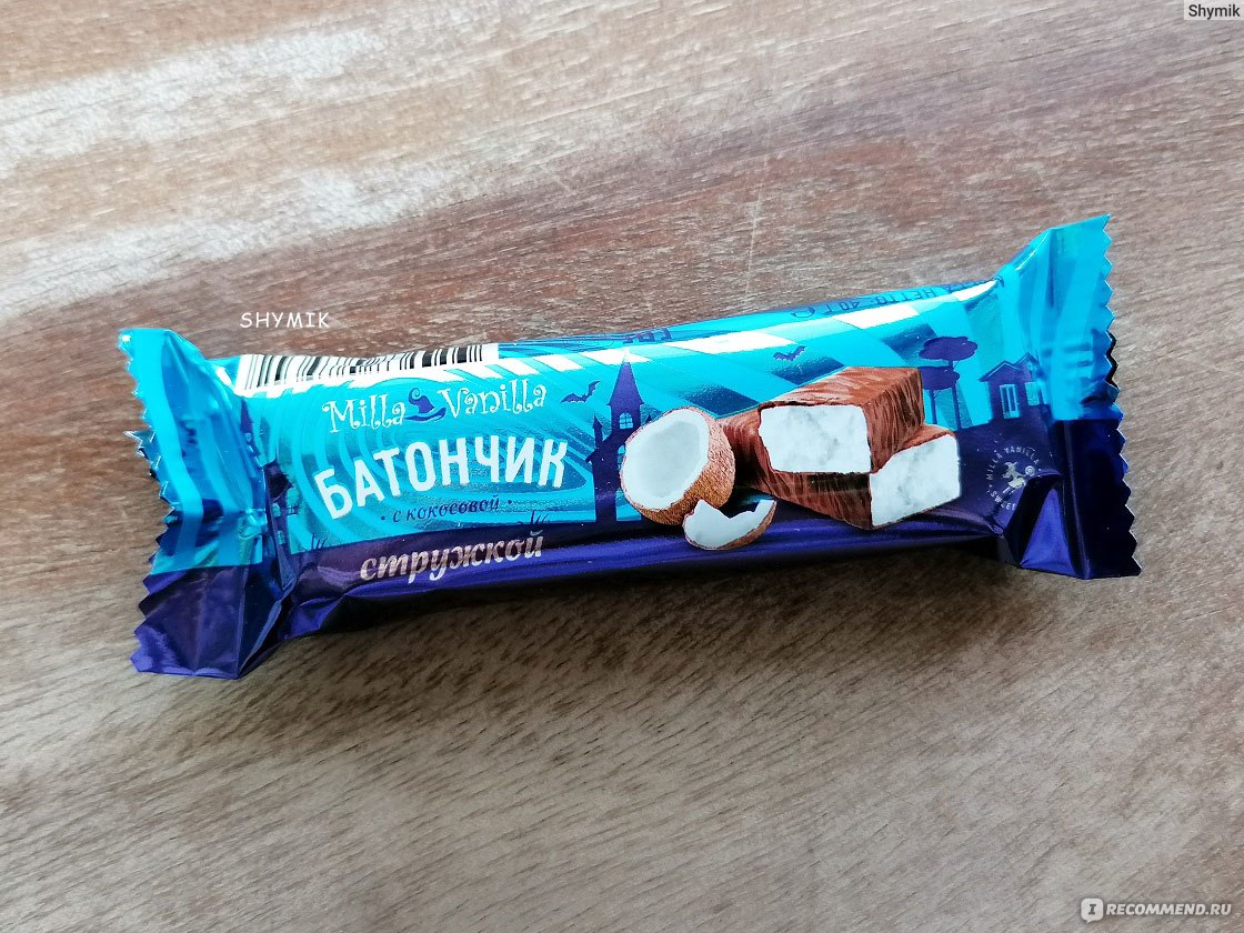 Шоколадный батончик Milla Vanilla с кокосовой стружкой в глазури с ...