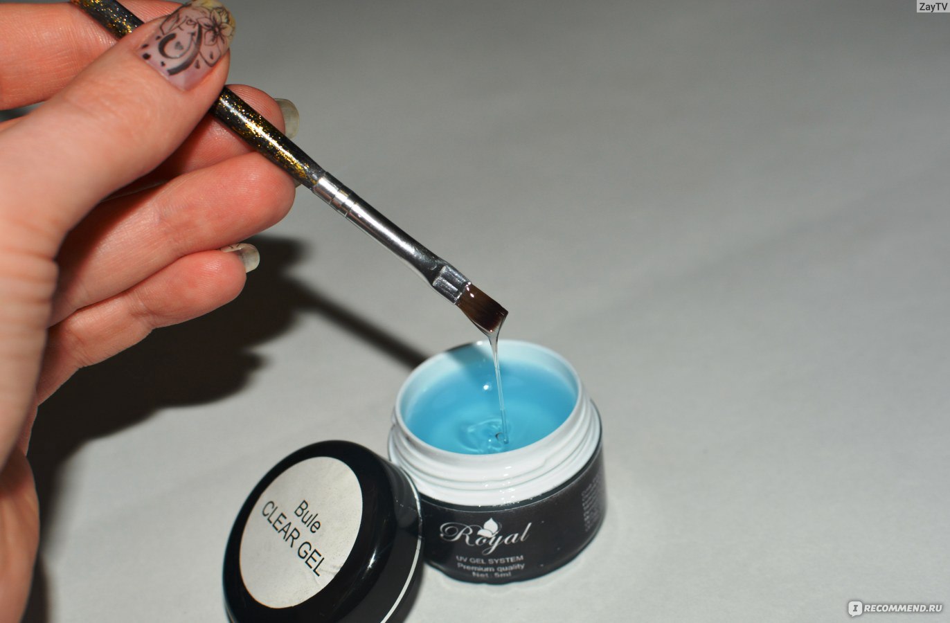 Гель для наращивания ногтей Royal BLUE CLEAR моделирующий голубой средней вязкости фото