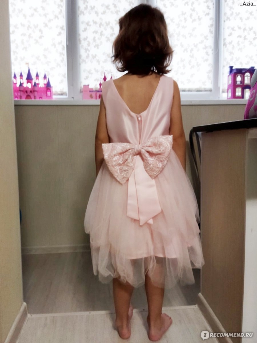 Платье для девочки AliExpress Big Bow Lovely Breathable Princess Kid Dresses For Girl Pink Beaded Layered Tulle Flower Dress Child of 2-10 Year фото