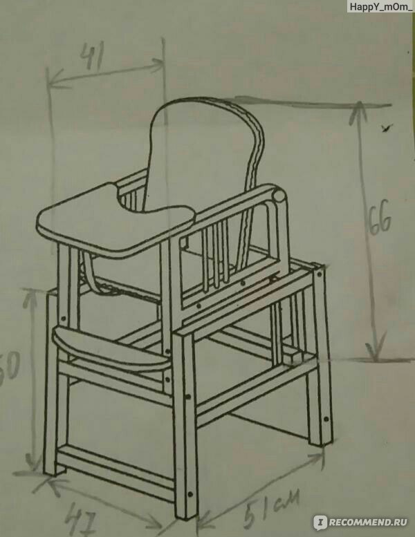 Стульчик для кормления размеры