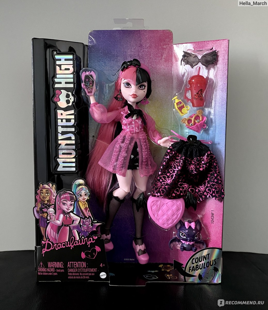 MONSTER HIGH Кукла Draculaura With Pet Bat, Pink And Black Hair (G3 2022) -  «Монстряшка-милашка Дракулаура из новой волны 🦇 Подробный отзыв, много  фото, сравнение с первой волной и подвижность👉🏻» | отзывы