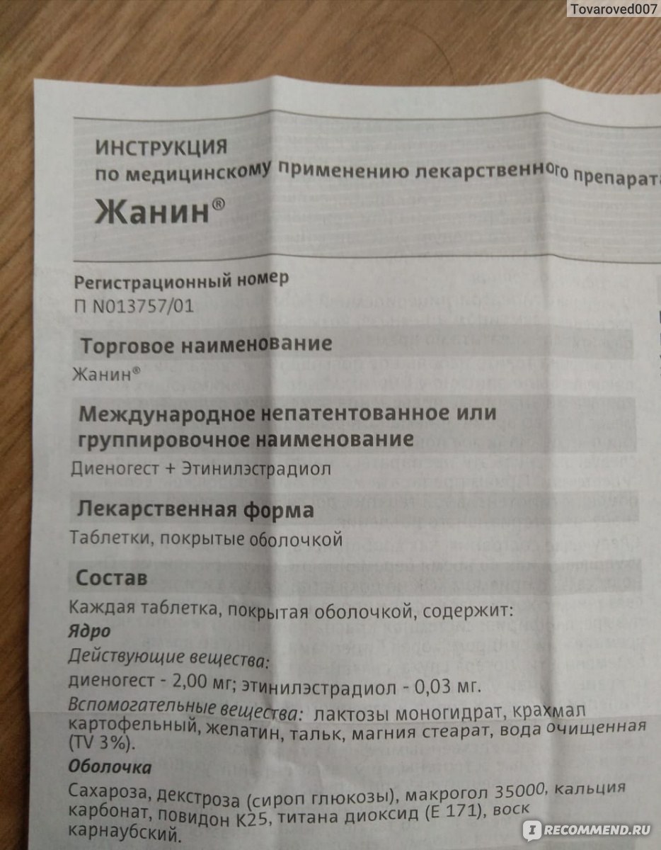 Контрацептивы Schering AG ЖАНИН (Jeanine) - «Дружба с жанином длилась 2  месяца и закончилась чуть ли не госпитализацией. » | отзывы