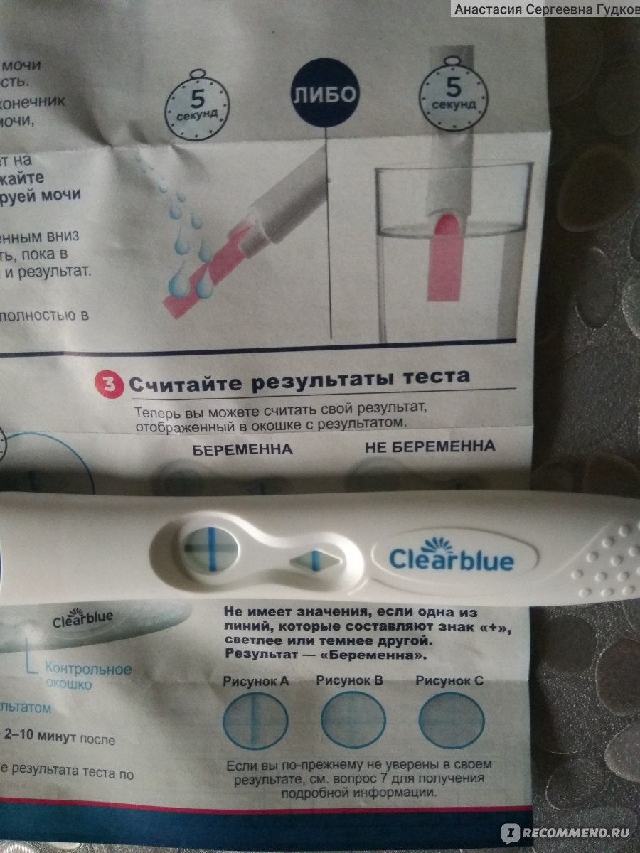 Тест на беременность Clearblue положительный результат