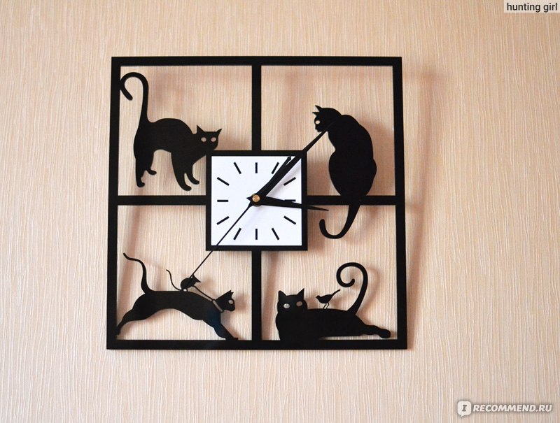 Chasy Nastennye Aliexpress Fashion Personality Art Wall Clock Mute Fun Cat Chetyre Chernenkih Chumazenkih Kotenka Otzyvy Pokupatelej