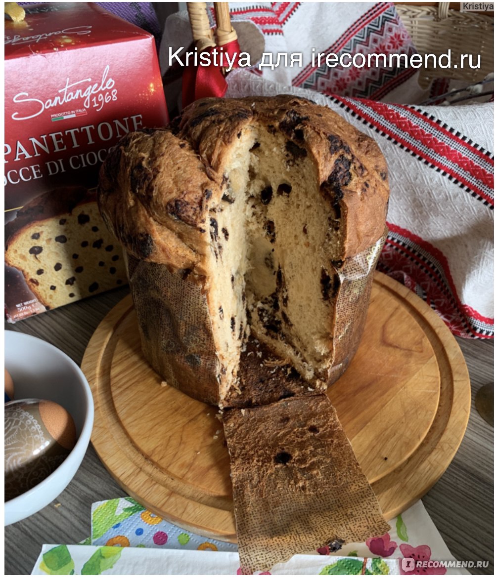 Кулич Santangelo Panettone gocce di cioccolato - «Пасхальный кулич с  шоколадом. Вкусный, ароматный и абсолютно не сухой. Но всё же поставила 4  балла» | отзывы