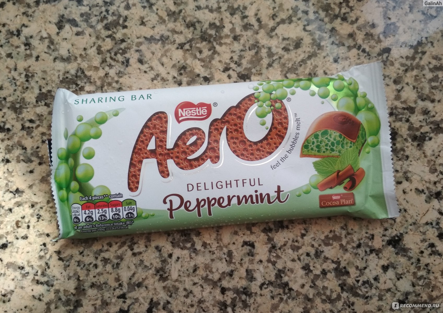 Aero шоколад с мятой