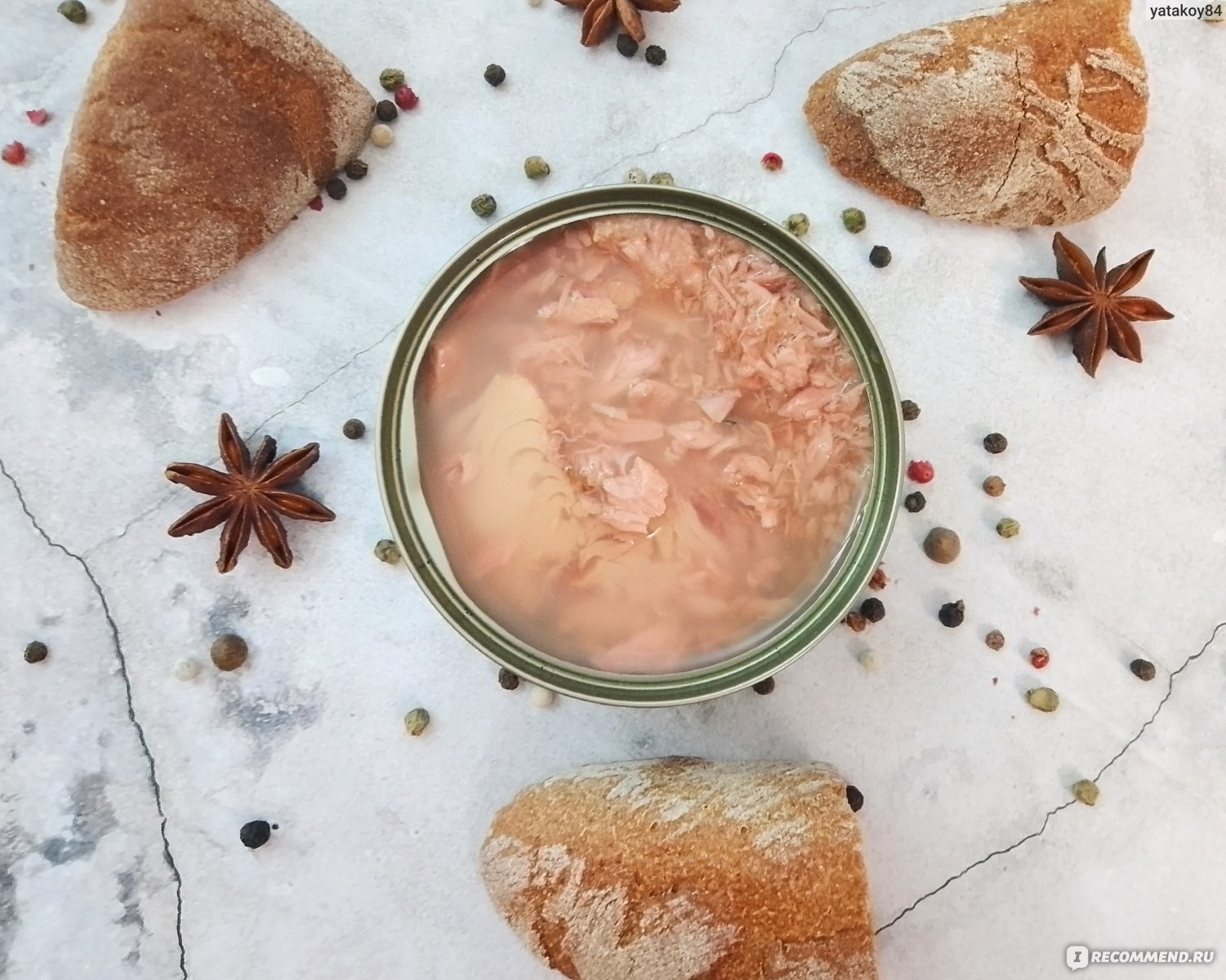 Консервы рыбные FORTUNA Тунец полосатый кусочками - «Вкусный нежный тунец + рецепт  заливного пирога» | отзывы