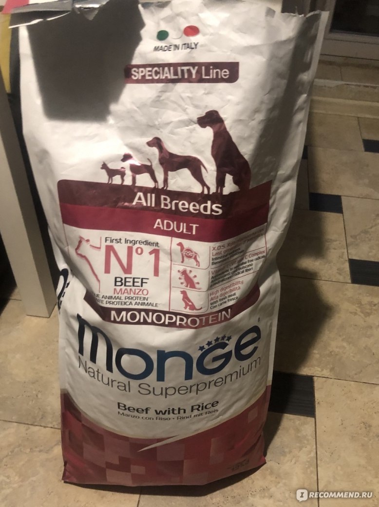 Корм для собак Monge All Breeds Adult для взрослых собак всех пород, с говядиной и рисом Beef with Rice фото