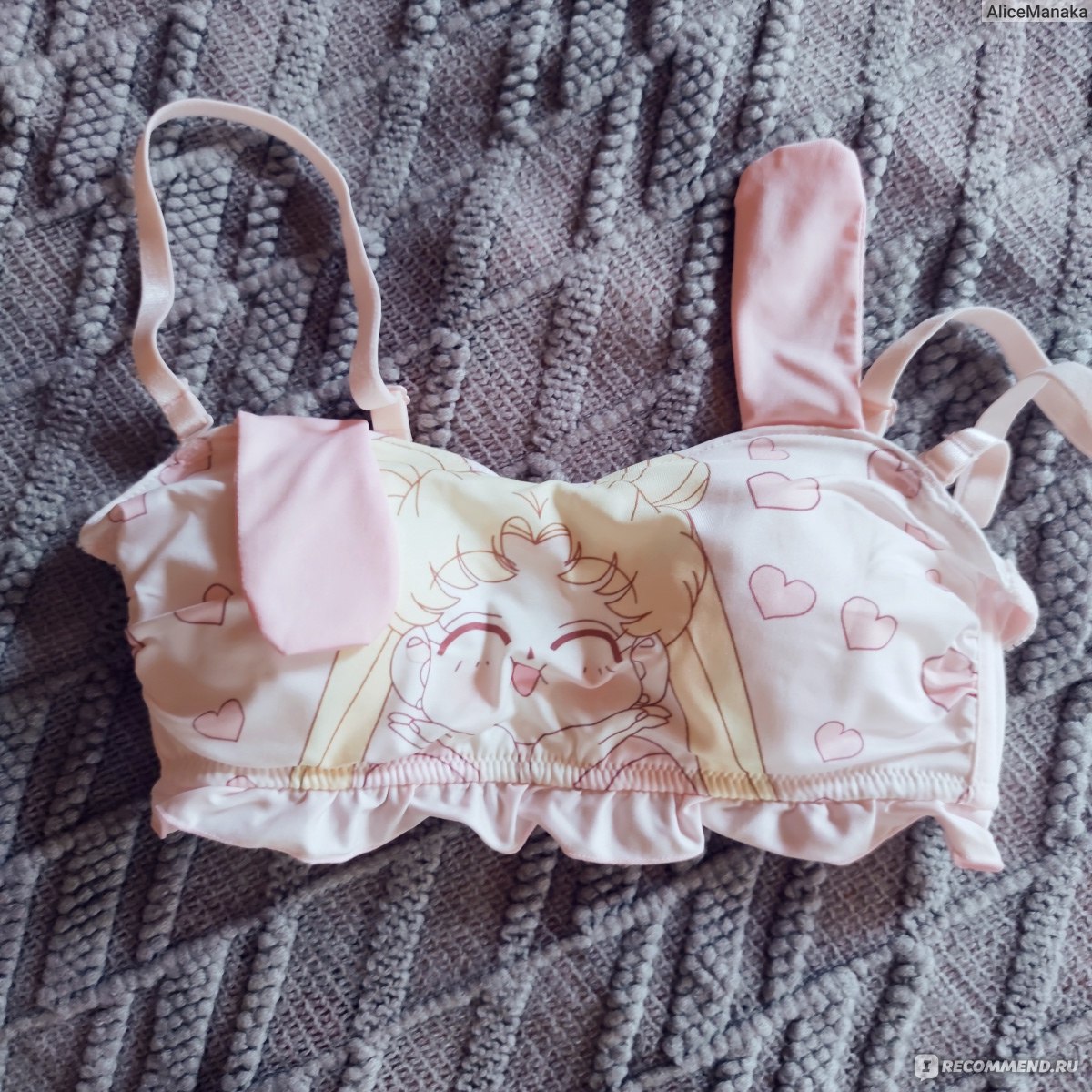 Комплект нижнего белья Aliexpress Anime Sailor Moon Pattern Underwear Set  Kawaii Pink Rabbit Ear Tube Top Bra & Panties Sets Japanese Sexy Lolita  Lingerie Suit - «Когда ожидание и реальность не совпали.