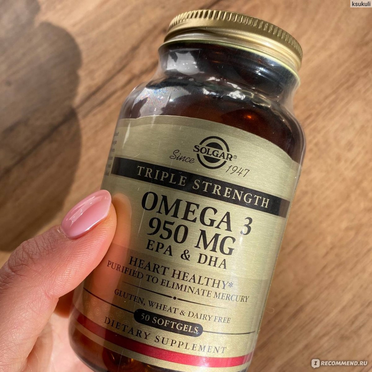 Витамины Solgar OMEGA-3 ЭПК и ДГК, Тройная сила 950 мг