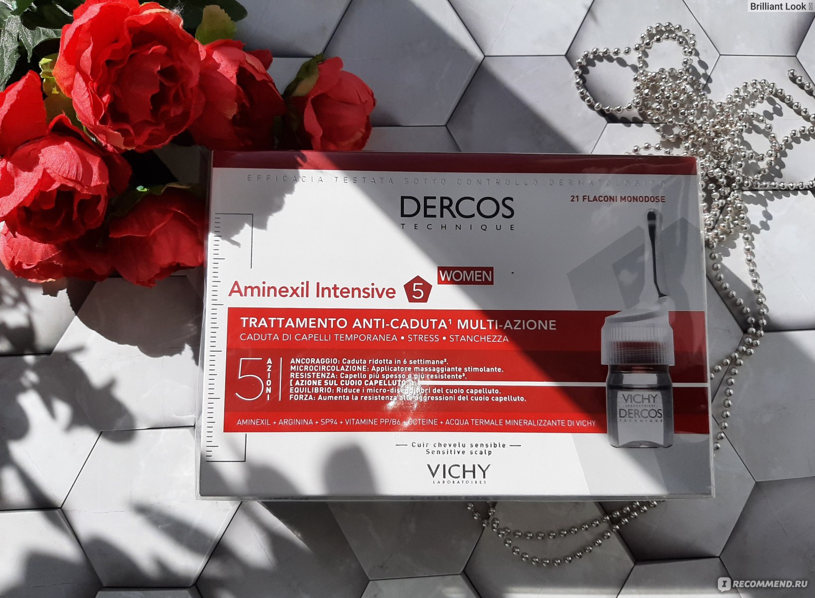 Средство от выпадения волос Vichy Dercos aminexil intensive 5 для женщин - « Эффективное средство от выпадения волос, ускоряет рост новых волосков 💥  Удобно использовать, хватает на весь курс 👩Vichy Dercos aminexil  intensive» | отзывы