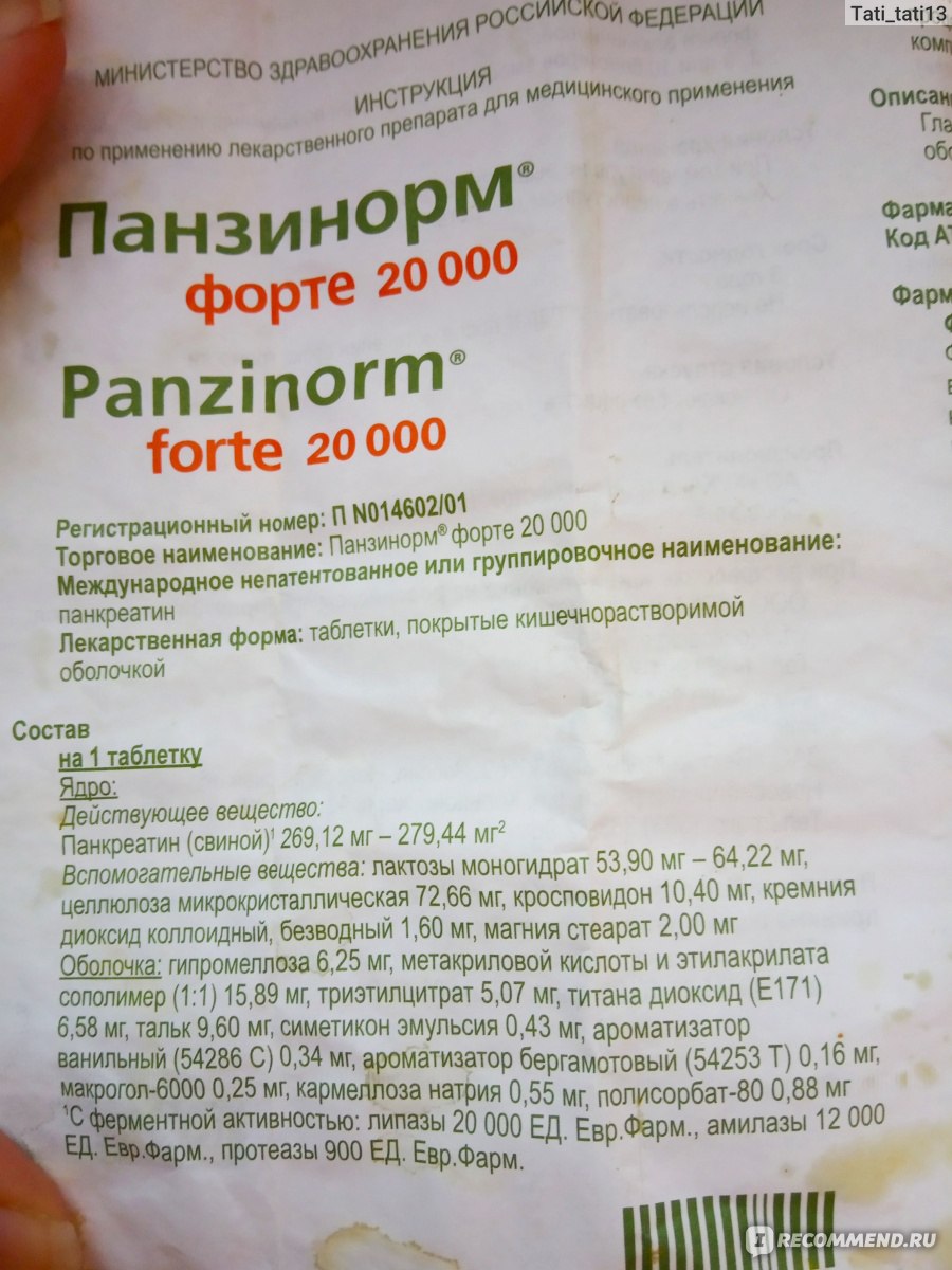 Панзинорм Форте 20000