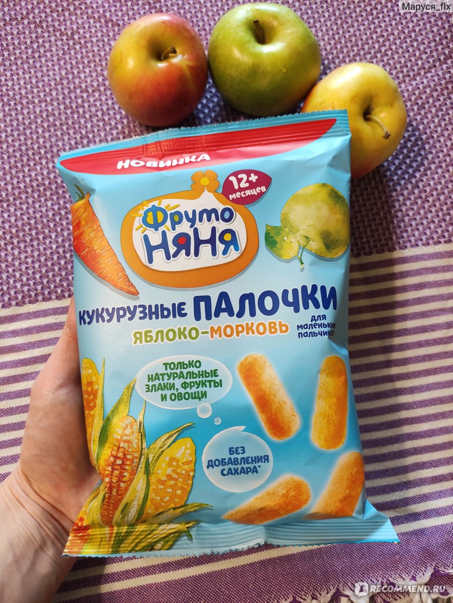 Кукурузные палочки Фруто Няня Яблоко-морковь - «Воздушные, хрустящие, с ...
