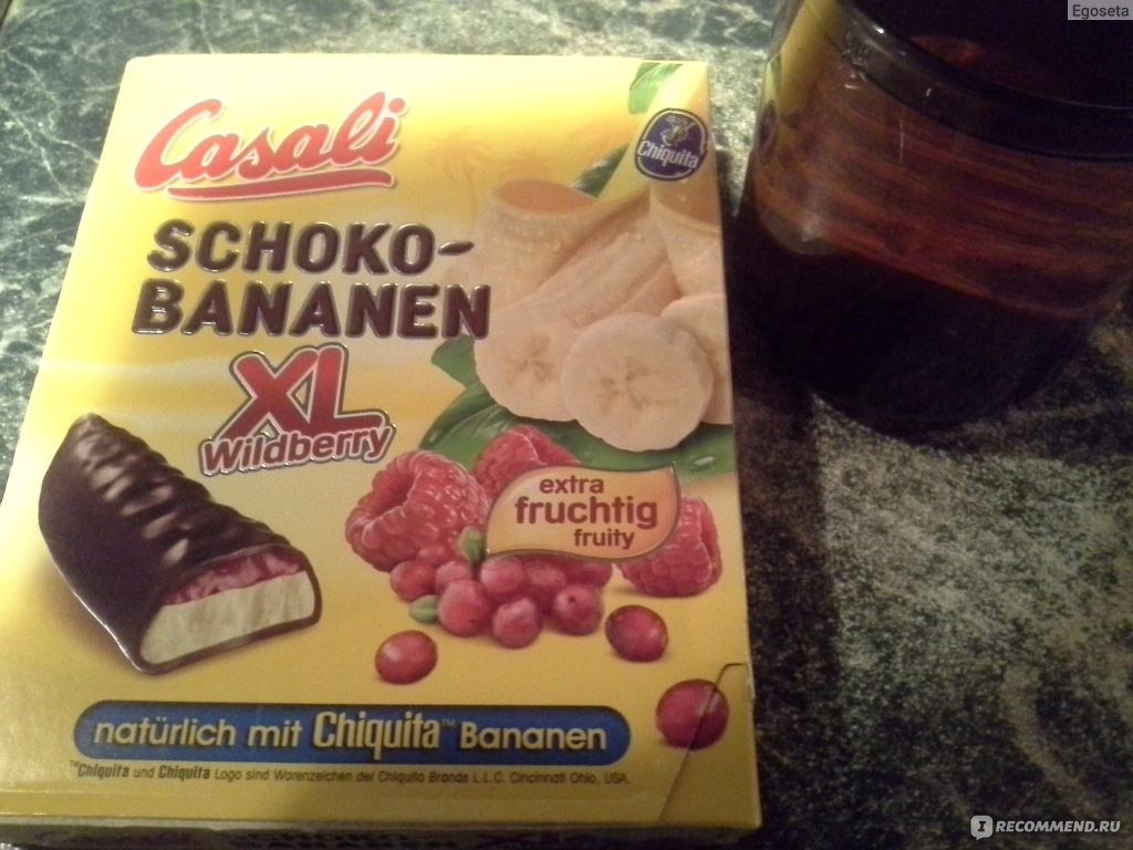 Суфле в шоколаде Casali Schoko - Bananen Wildberry XL (банановое с ягодной  начинкой) - «В коробочке всего 5 бананчиков, я успела съесть 2 штуки, а муж  убежал с коробочкой в уголок и