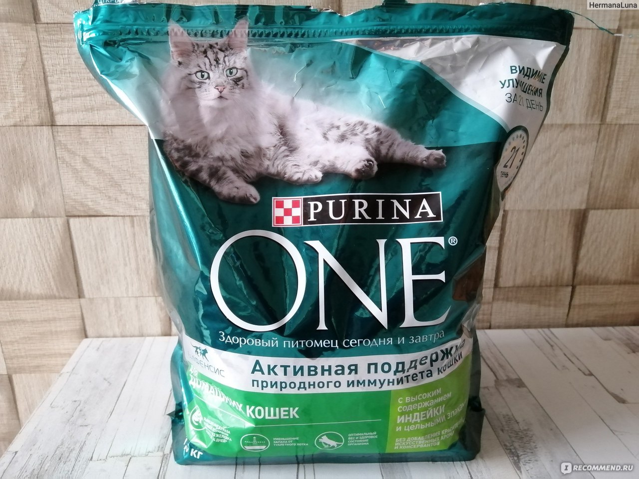 Сухой корм для домашних кошек Purina One с высоким содержанием индейки и  цельными злаками - «Всё же лучший обитатель супермаркетов, который выручит  при форс-мажоре» | отзывы