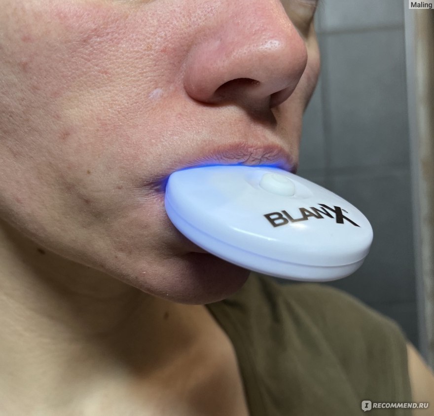 Отбеливание зубов BlanX White Shock Power. Отбеливающая зубная паста с LED каппой фото