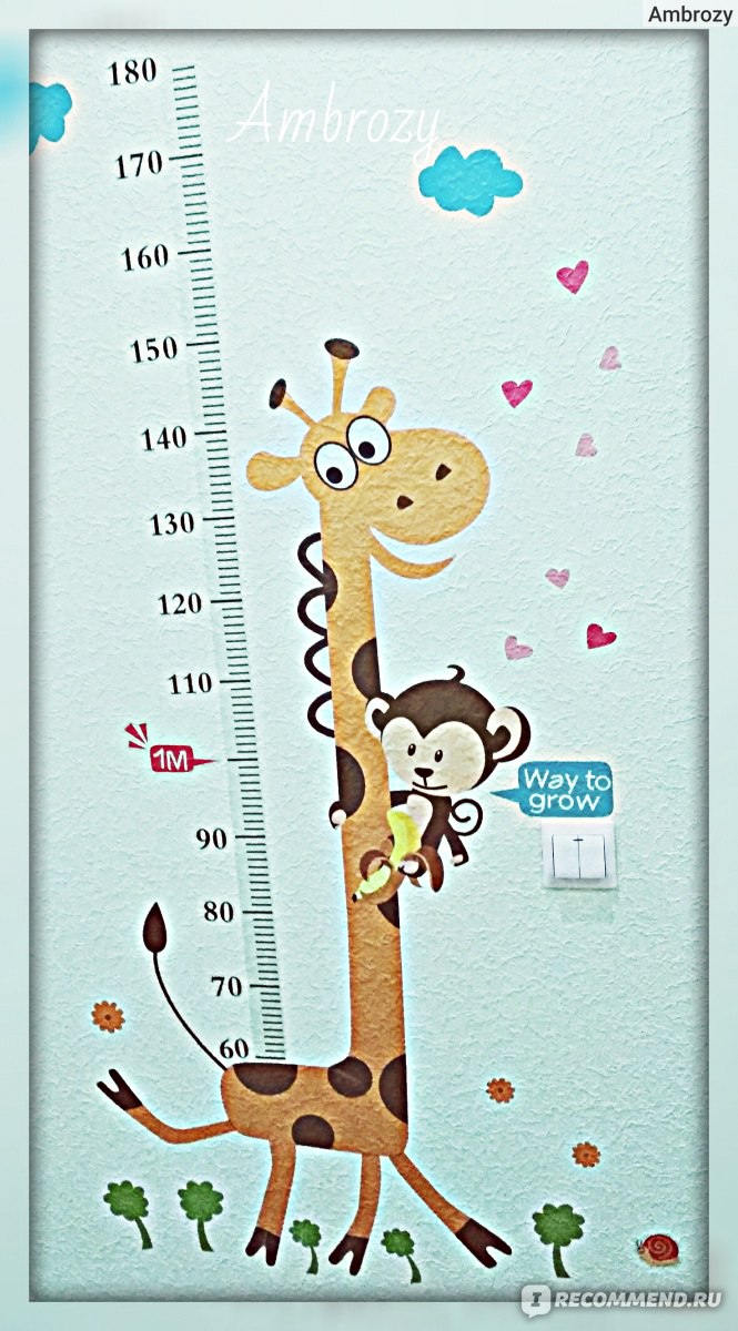 Наклейка-ростомер Aliexpress Kids Height Chart Wall Sticker home Decor  Cartoon Giraffe Height Ruler Home Decoration room Decals Wall Art Sticker  wallpaper - «