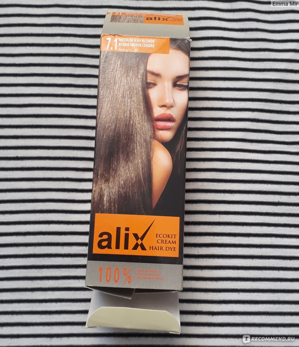 Крем-краска для волос Alix Ecokit Cream Hair Dye. - «Оттенок 7.1.  Окрашивание седины.» | отзывы