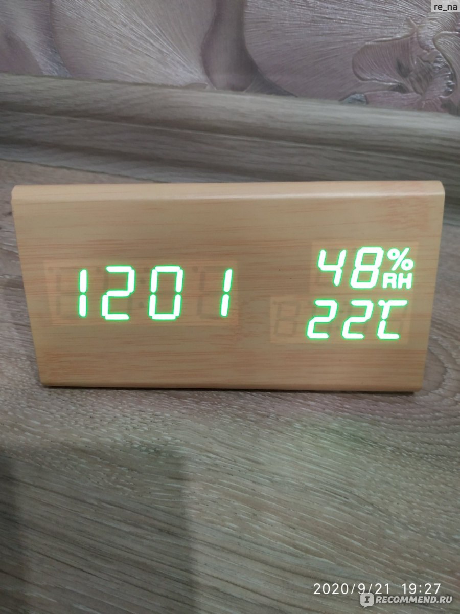 Настольные часы-будильник Aliexpress LED Digital Clock Wooden Alarm Clock Table Sound Control Electronic Clocks Desktop USB/AAA Powered Desperadoes Home Table Decor фото