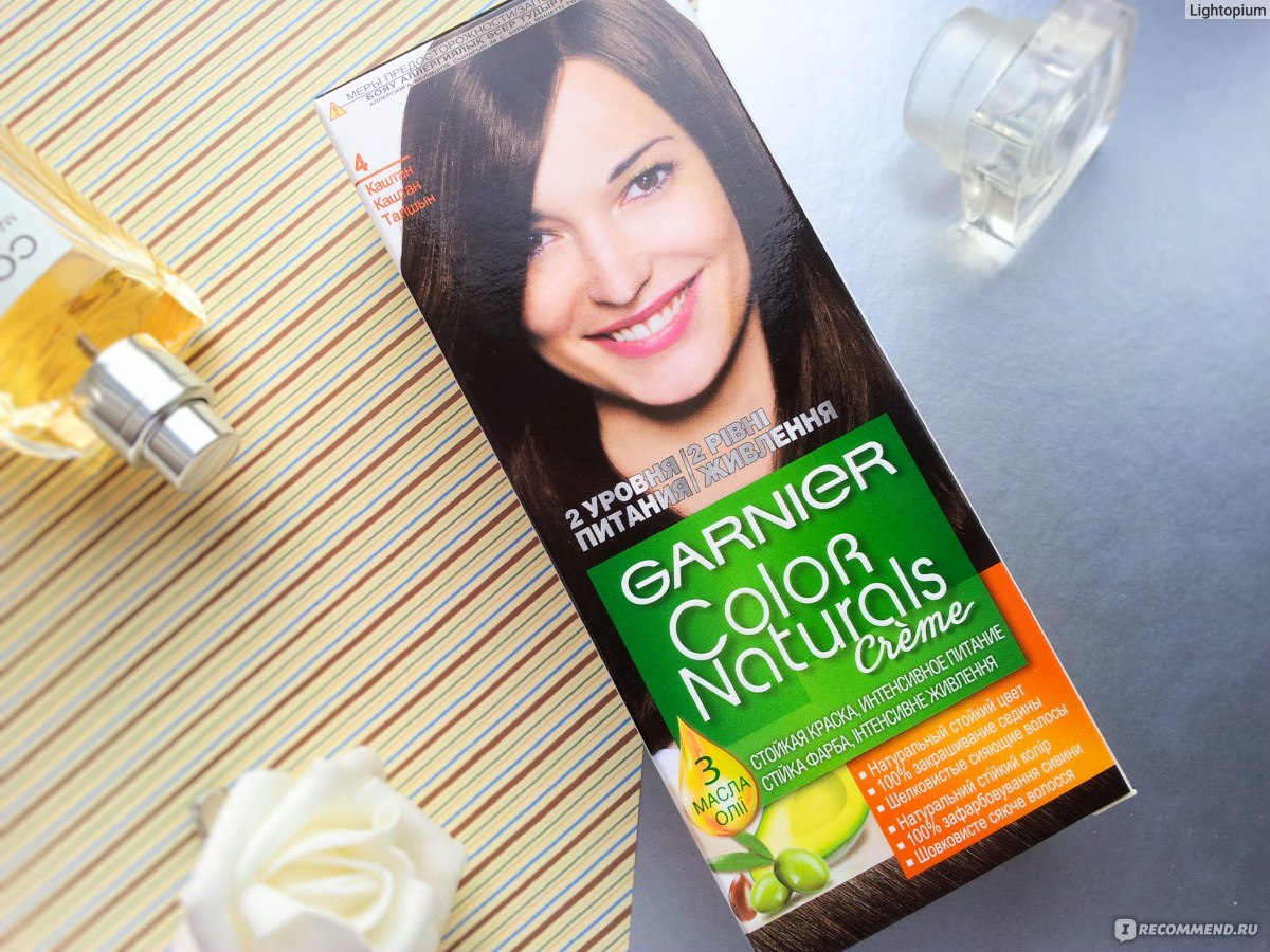 Краска для волос Garnier Color naturals creme - «Когда на волосах не цвет,  а цветастый ковер из пятен... Оттенок #4 (каштан)♥ Краска, которую повторю,  несмотря на эти ужасные недостоинства! ○○○ФОТО ДО и