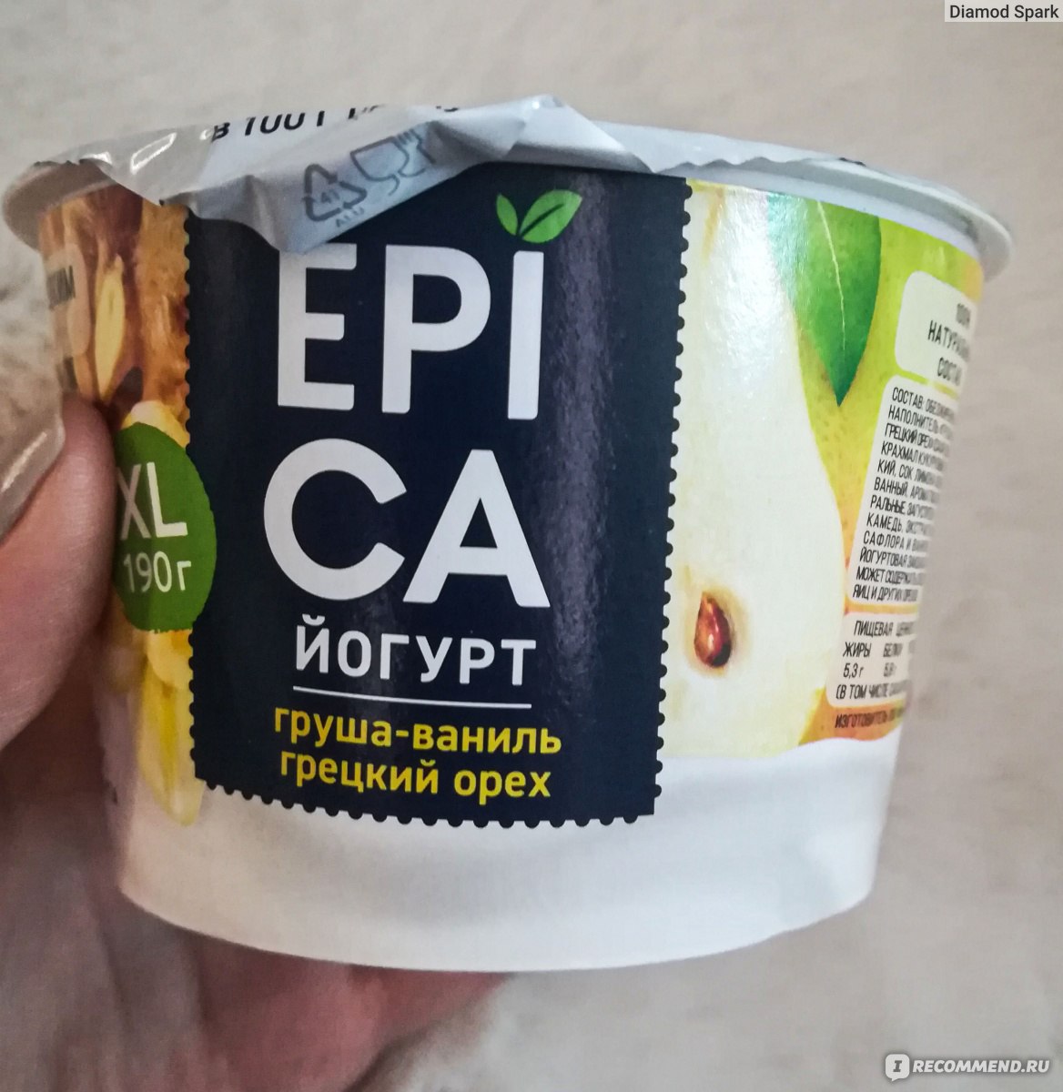 Йогурт Epica Груша-ваниль, грецкий орех XL - «Любимая груша среди ...