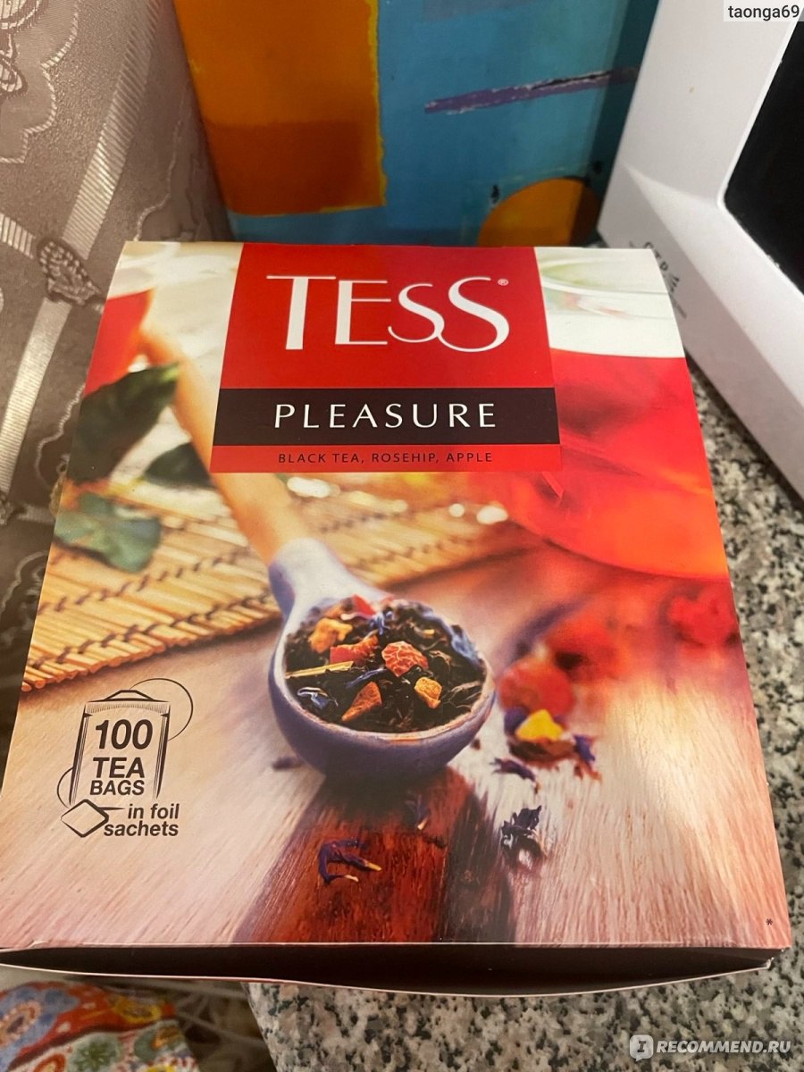 Чай черный в пакетиках Tess Pleasure с шиповником и яблоком - «ОГРОМНАЯ  упаковка вкусного черного чая» | отзывы