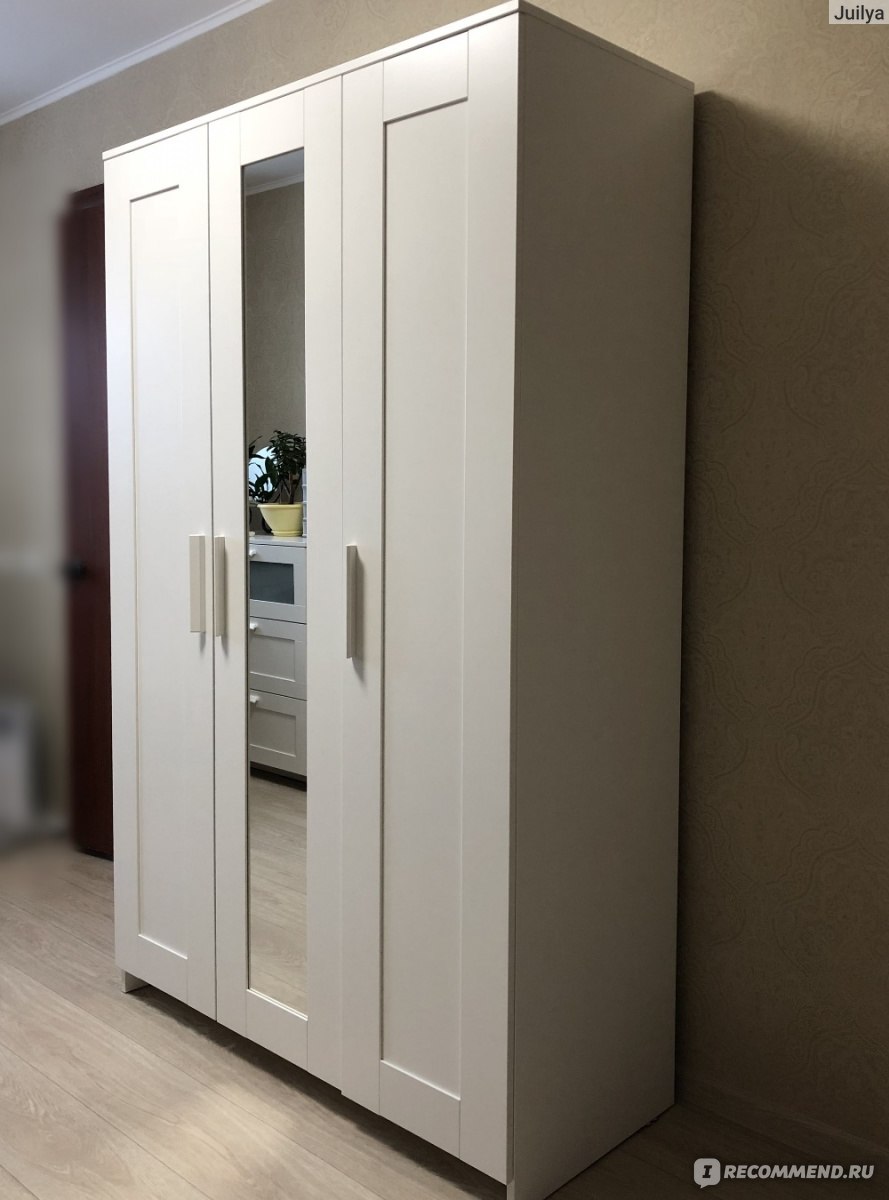 бримнэс шкаф платяной 3 дверный белый 117x190 см