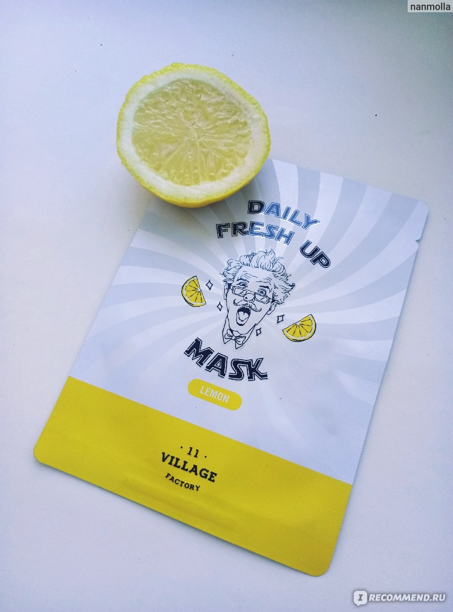 Тканевая маска для лица Village 11 Factory Daily Fresh Up Mask Lemon -  «Восстановление, выравнивание тона, осветление, очищение. Выполнит ли маска  с лимоном свои обещания? Фото эффекта на комби-коже.» | отзывы