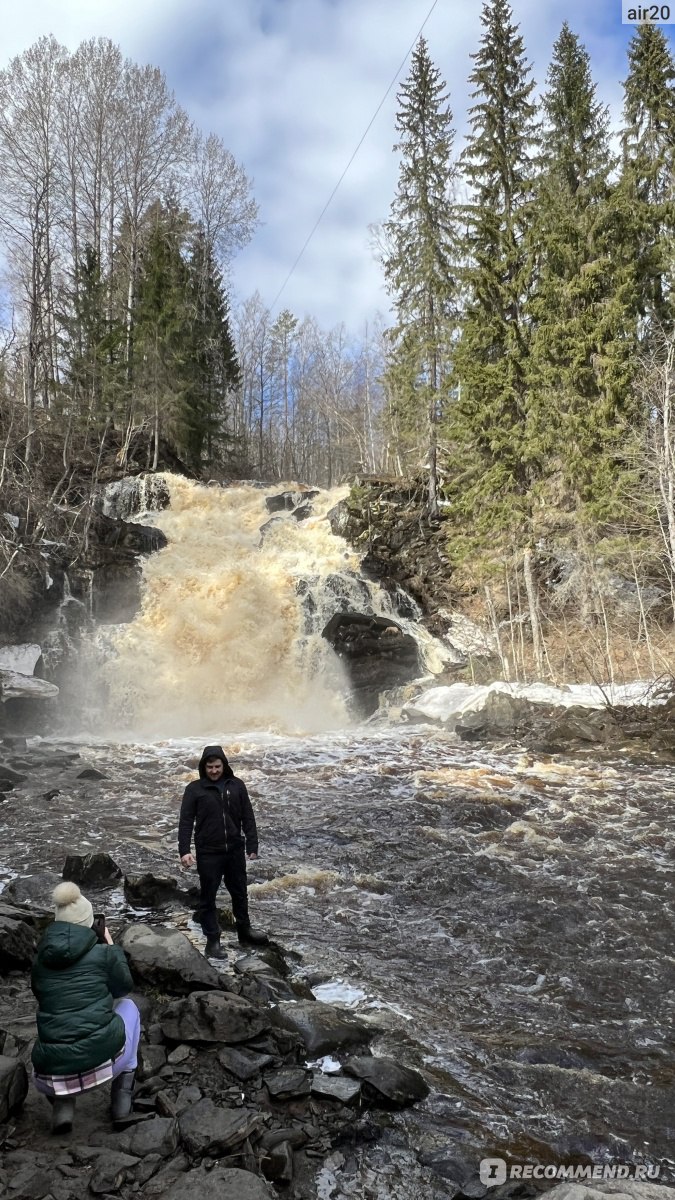 Водопад белые мосты Карелия зимой