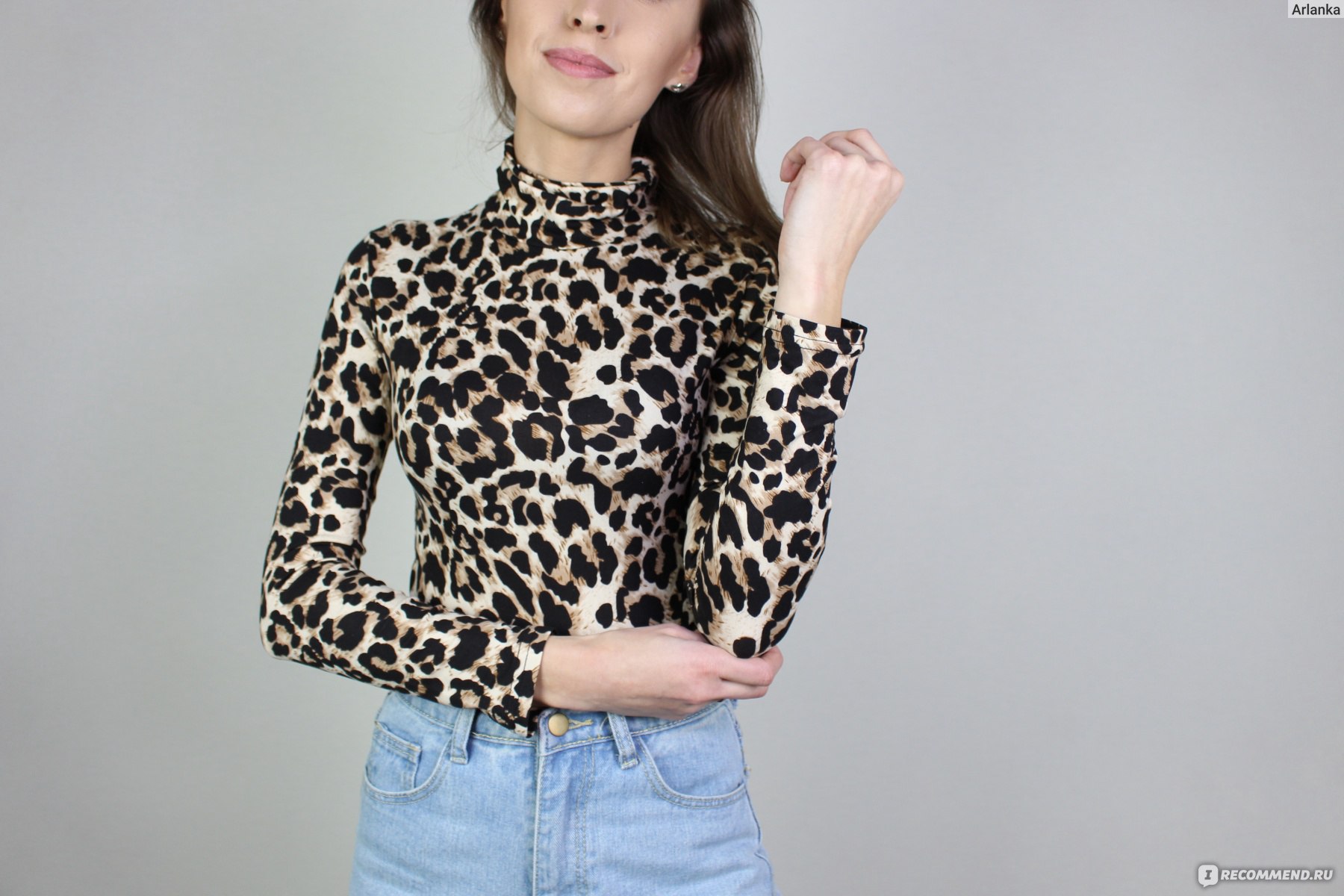 Боди AliExpress Weekeep Sexy Leopard Bodysuit Women Bodycon Turtleneck ...