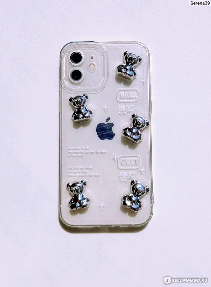 Чехол для телефона Aliexpress Korean Cartoon Transparent 3D Case with Bear  and Doll For iPhone 13,