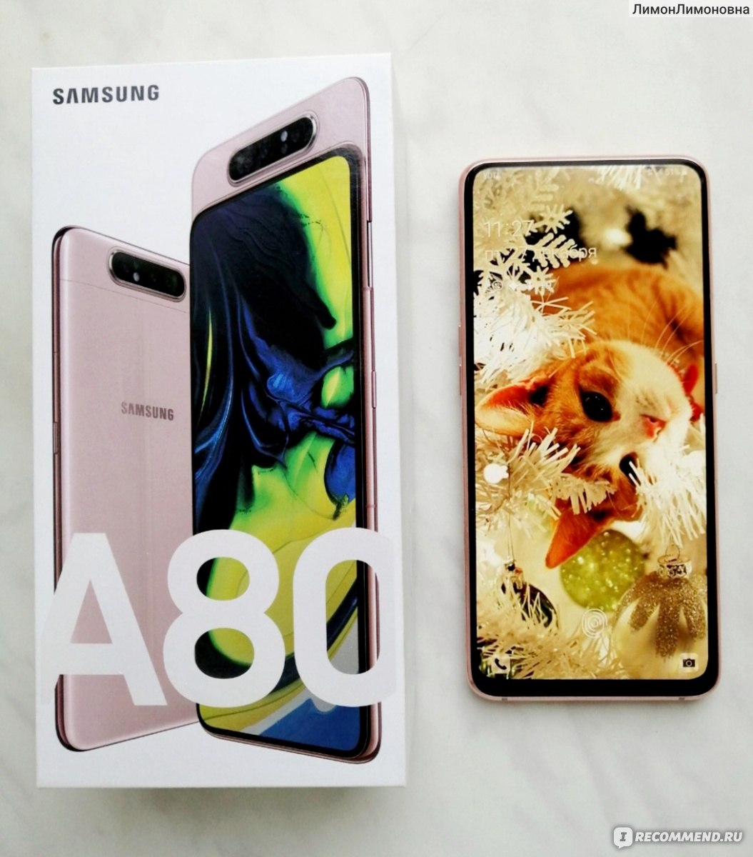 Мобильный телефон Samsung Galaxy A80 - «Безрамочный экран, выдвижная камера,  встроенный в экран динамик и отпечаток пальца - телефон, полный  экспериментов. Кто-то безумно любит, кто-то также люто ненавидит. Моя  розовая галактика... Отзыв