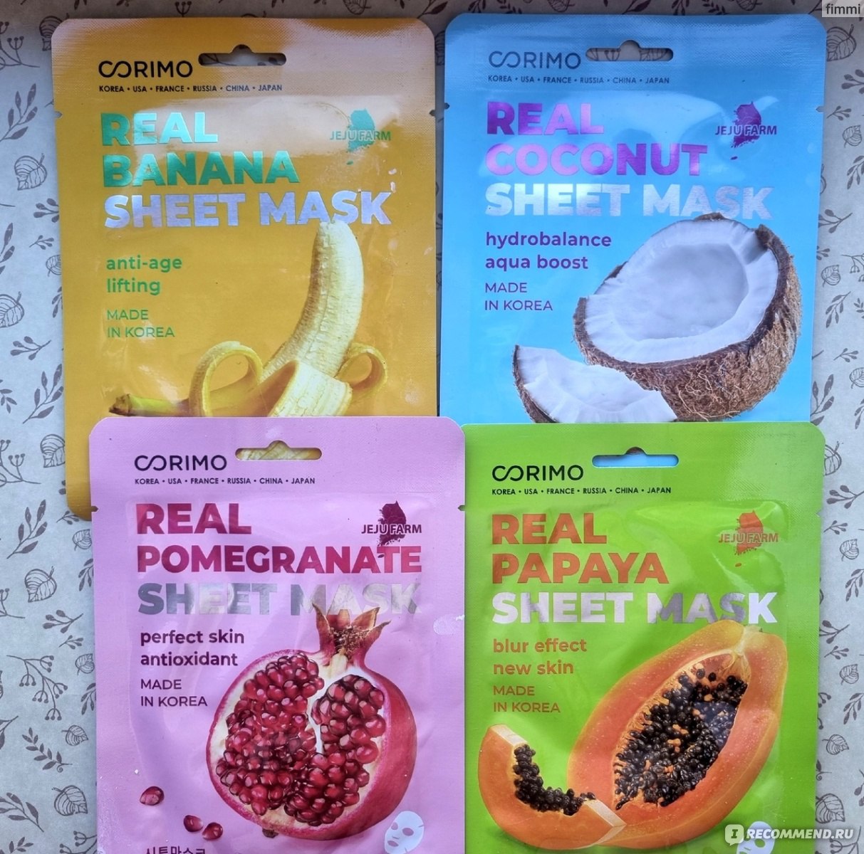 Тканевая маска для лица Corimo Увлажняющая Real Coconut Sheet Mask -  «Вкусный кокос для вашей кожи 🥥 Отличное увлажнение для усталого лица в  летние денечки. Немножко тропических фруктов: услада, спасение или  