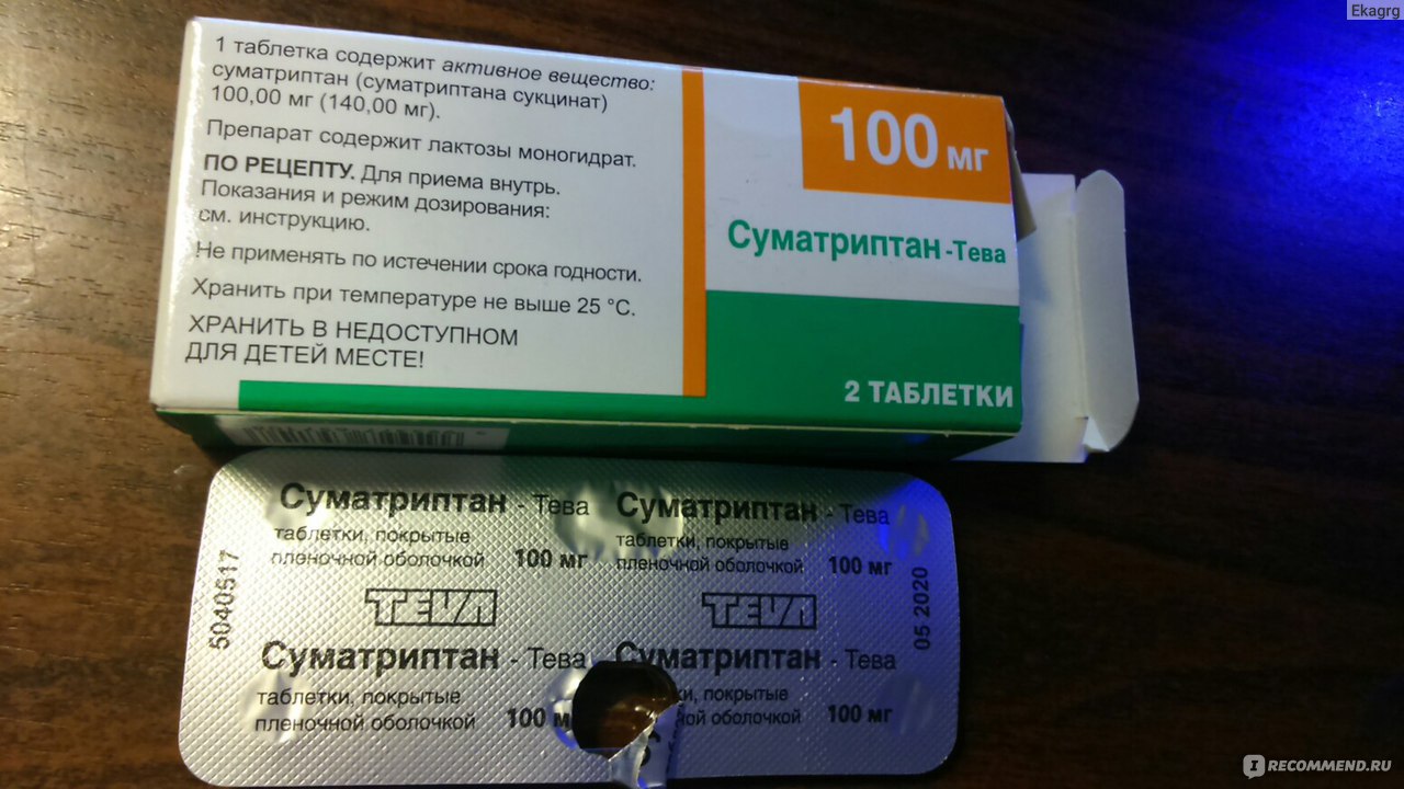 Противомигренозное средство TeVa Суматриптан-Тева 100 мг - «Жалко, что .