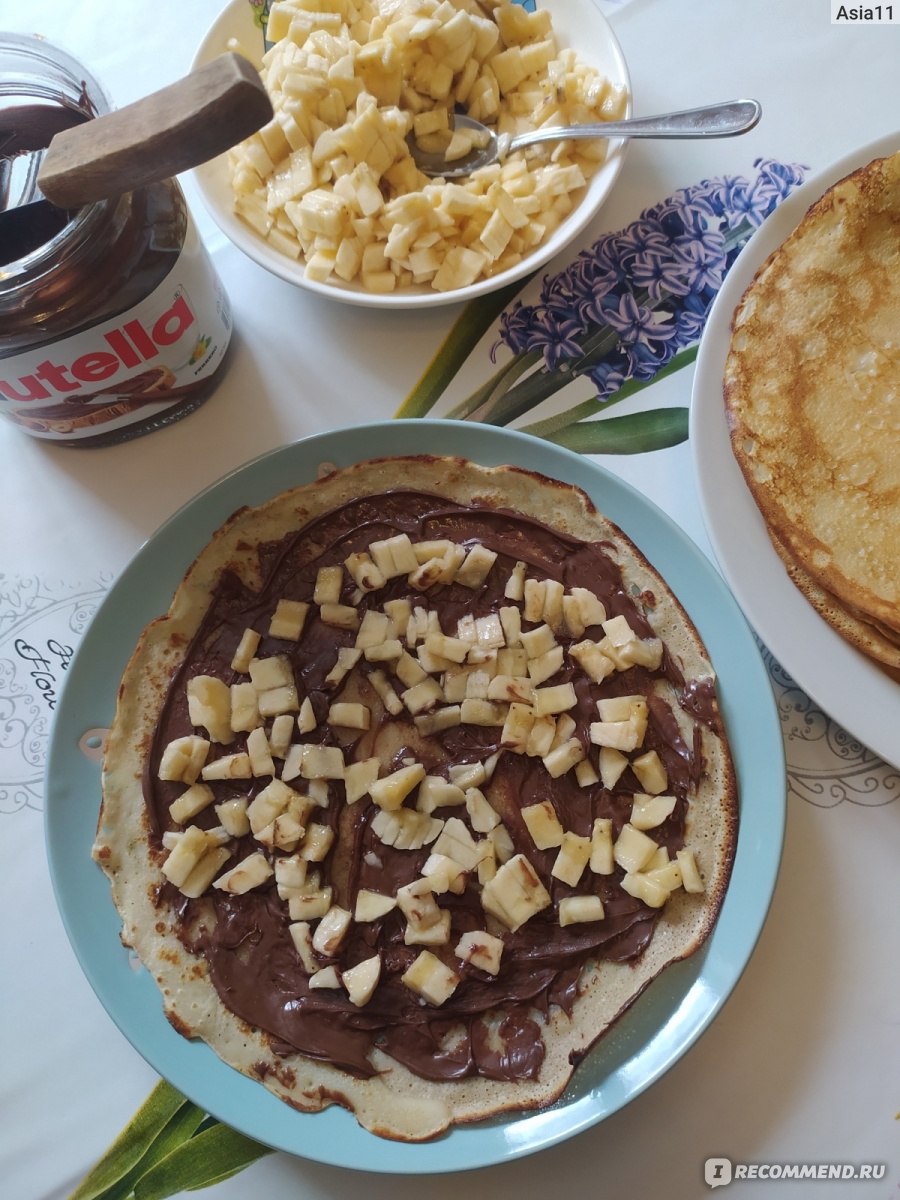 Шоколадная паста FERRERO Nutella - «Шоколадная паста Nutella + бананы +  блинчики = вкуснятина! » | отзывы